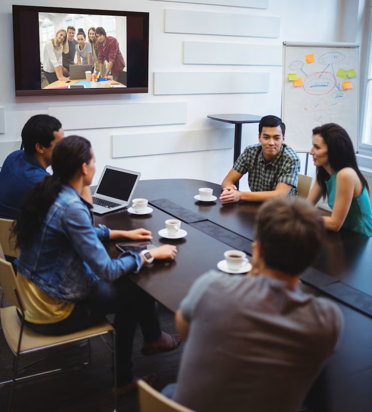 Team meeting in tech environment